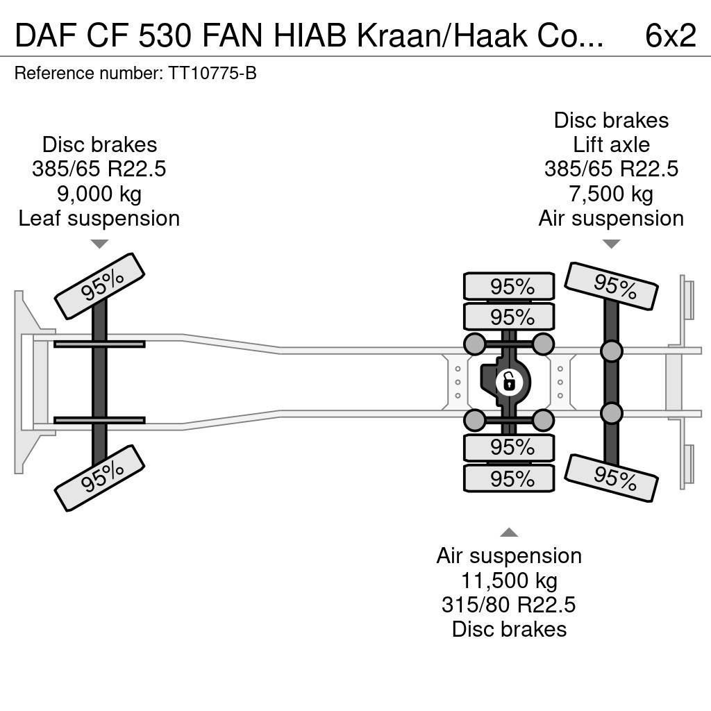 DAF CF 530 FAN HIAB Kraan/Haak Combikeuring 12-2030 Terepdaruk