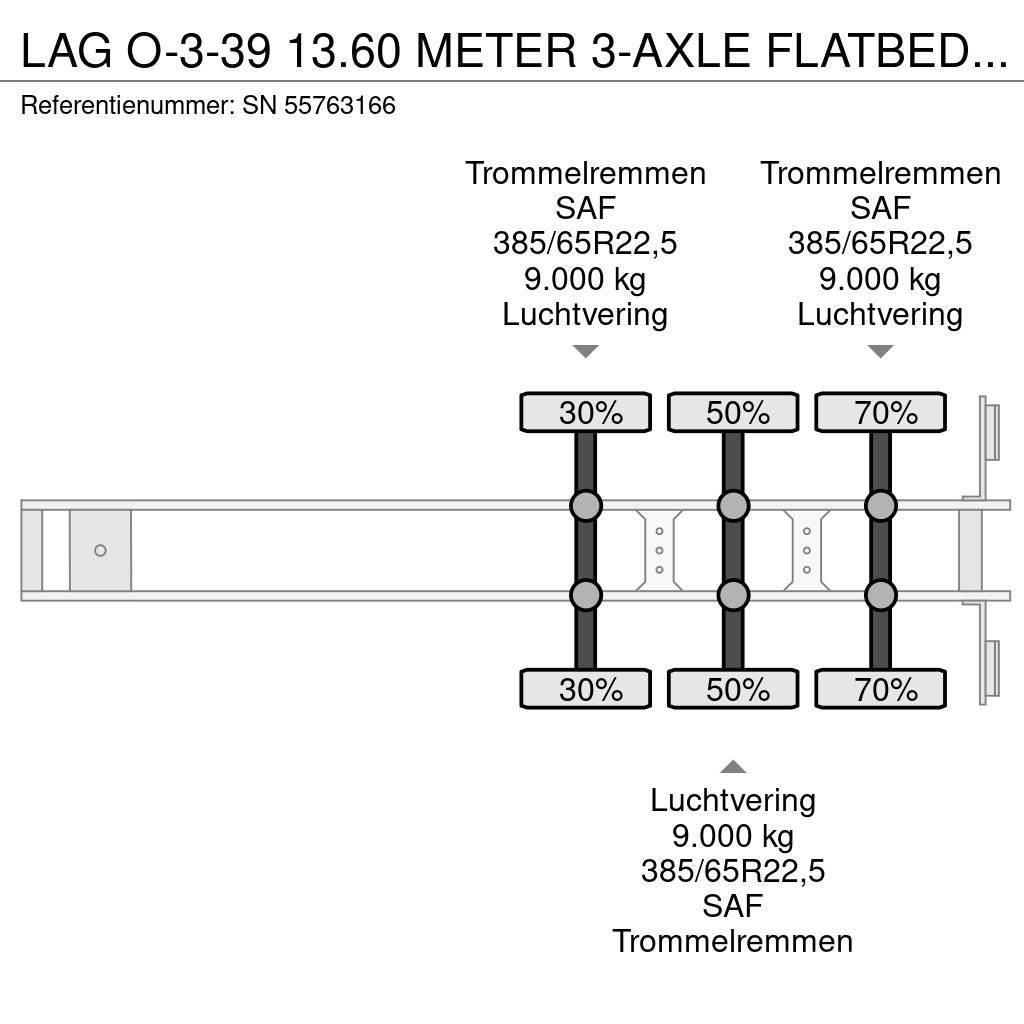 LAG O-3-39 13.60 METER 3-AXLE FLATBED (4 IDENTICAL UNI Platós / Ponyvás félpótkocsik