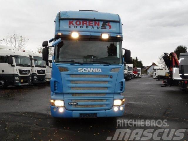 Scania R420LB6x2MLB Blau Baggerpritsche Platós / Ponyvás teherautók