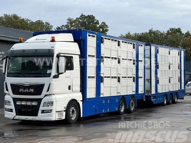 MAN TGX 26.480 6x2 3.Stock FINKL + Tandemanhänger Állatszállító teherautók