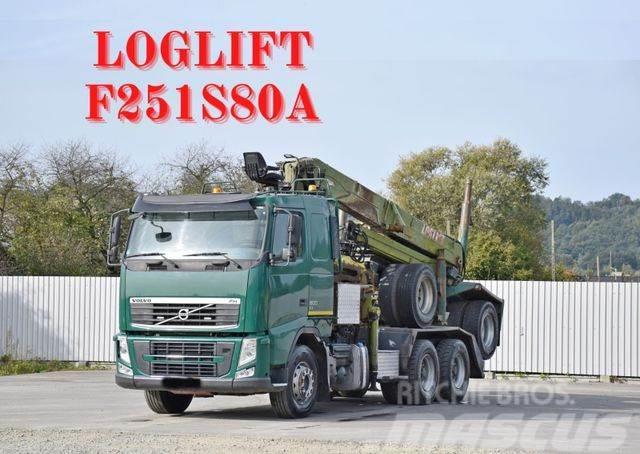 Volvo FH 500 * LOGLIFT F251 S80A + Anhänger /6x4 Rönkszállító teherautók
