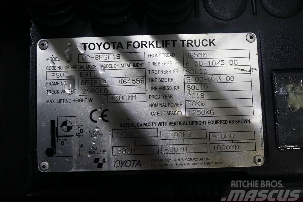 Toyota 02-8FGF18 Gázüzemű targoncák